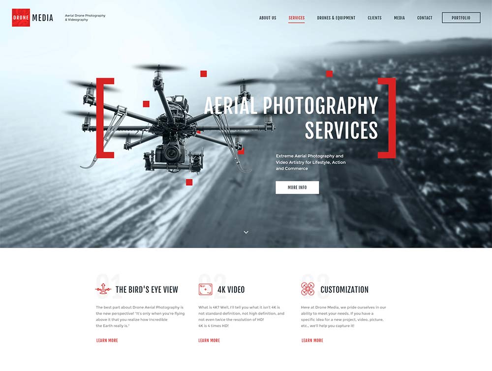 Drone Media Videography WordPress Theme
