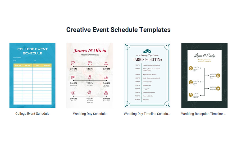 Creative Event Schedule Templates