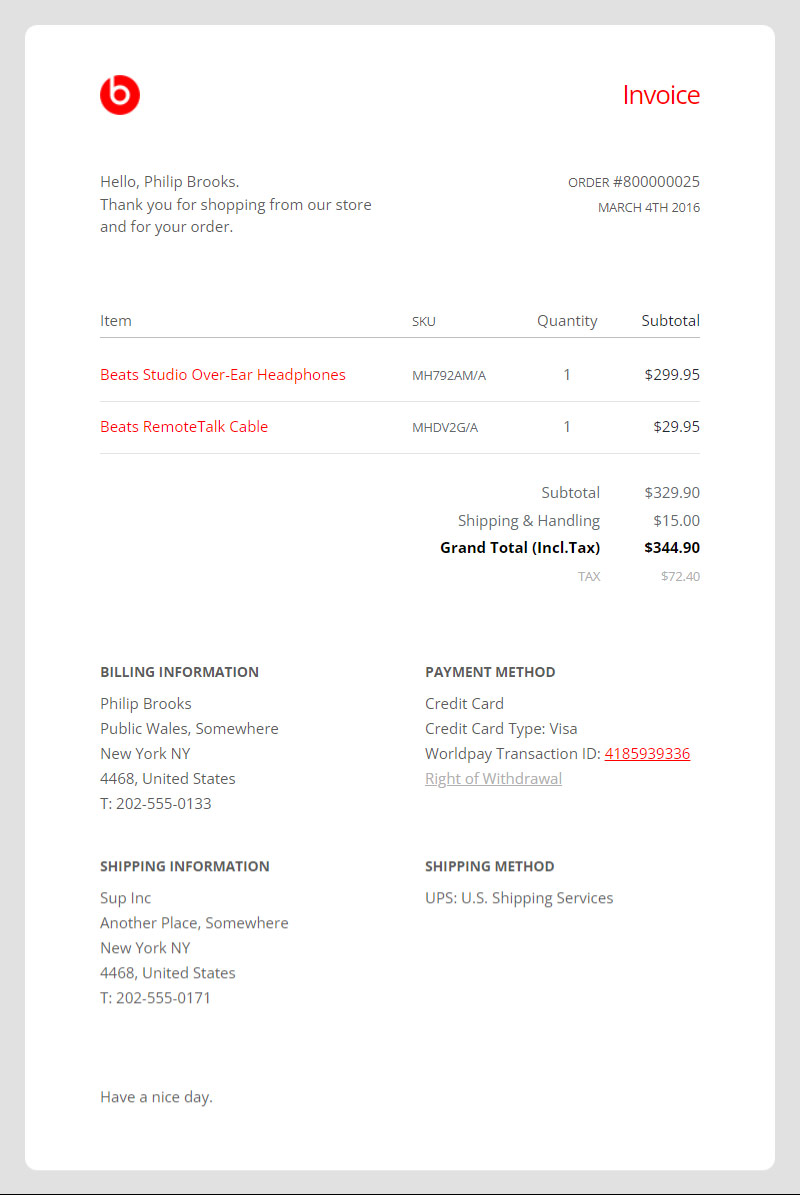 Invoice HTML Template with Inline CSS Free