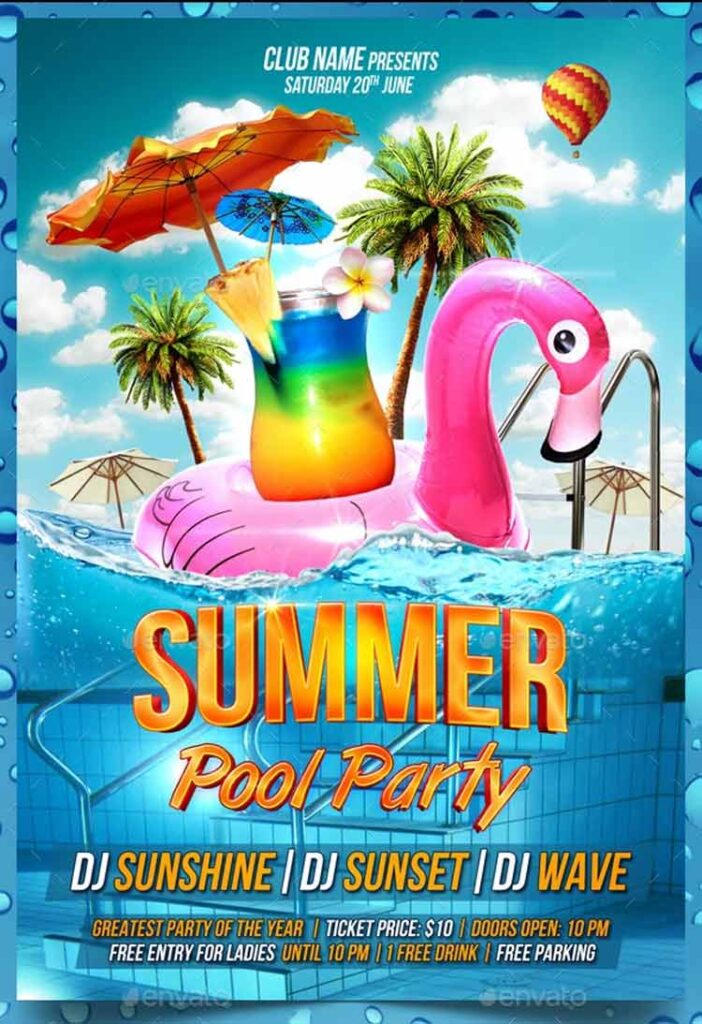 15+ Best Pool Party Flyer Templates (Free/Paid) - Immense Art