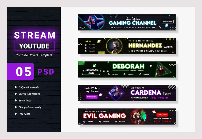 FREE Gaming Banner Template For  Channels #42 Photoshop