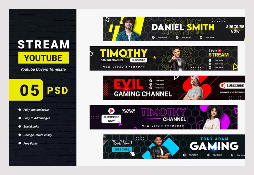 Streaming Channel Youtube Banner Template