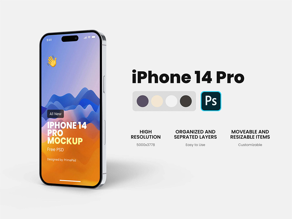 iPhone 14 Pro PSD Mockup