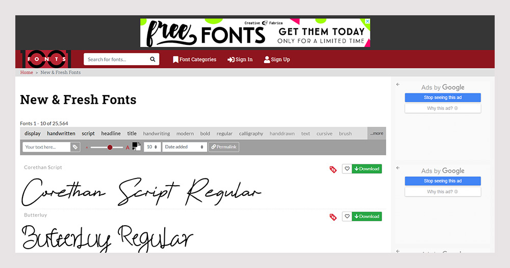 1001 Fonts-fonts websites
