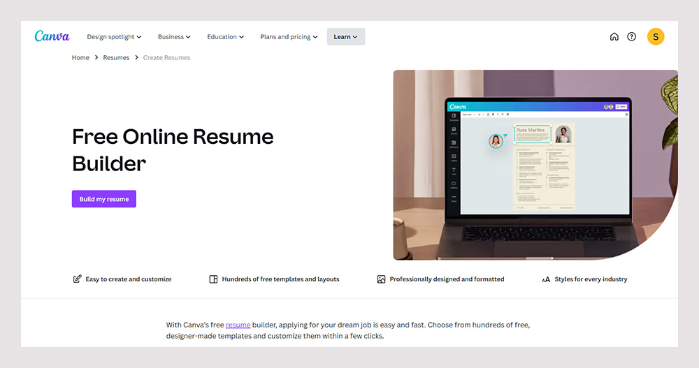 Canva  Free online resume maker