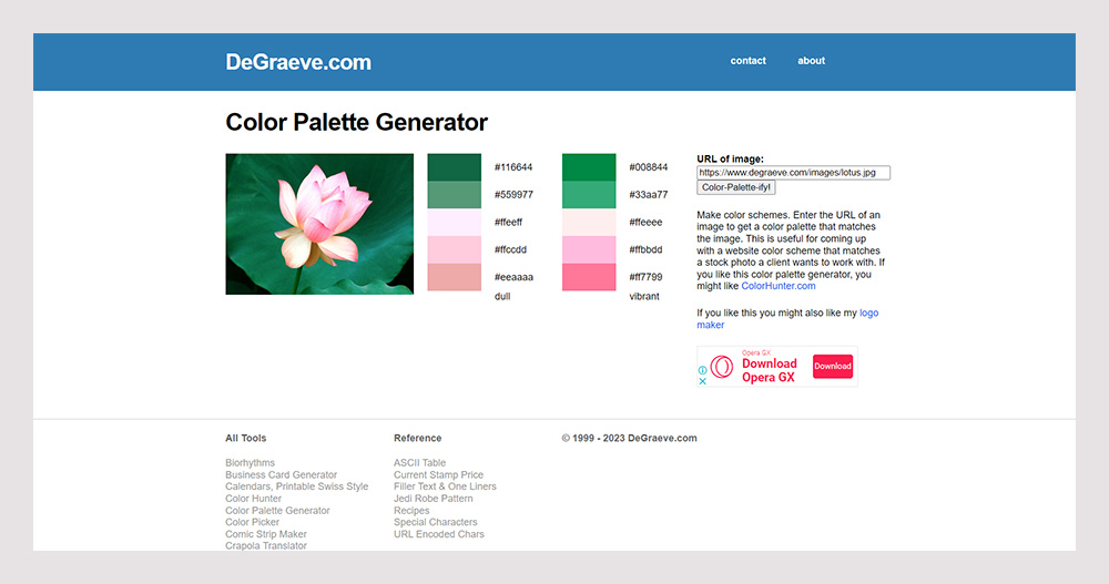 Color Palette Generator by DeGraeve-Color palette generators