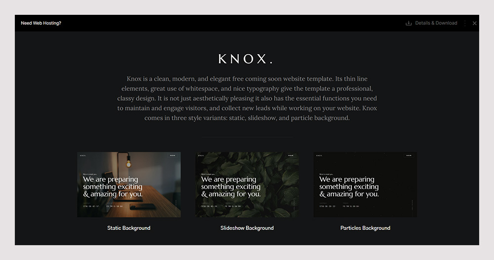 Knox  Free coming soon website template