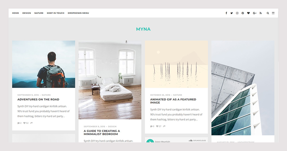 Myna A Masonry WordPress Blog Theme