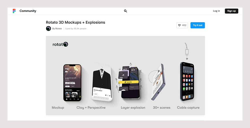 Rotato 3D Mockups + Explosions Figma