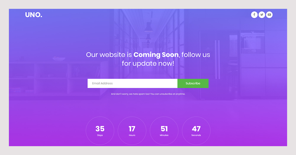 UNO  Free Coming Soon HTML template