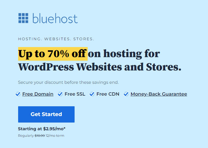 free domain through Bluehost