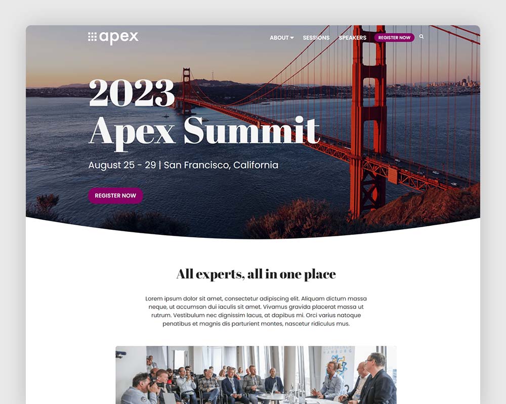 Apex Free Event Landing Page Template by HubSpot