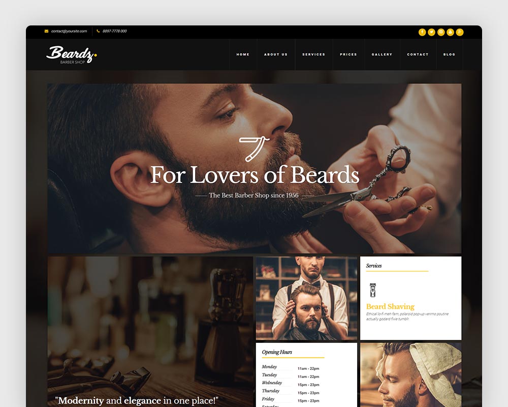 Beardz Barbershop Barbers & Hair Salon Interactive Template