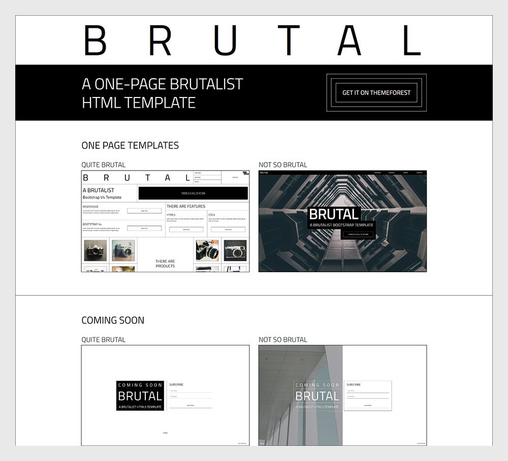 Brutal A Brutalist Bootstrap v4 One Page Html Template