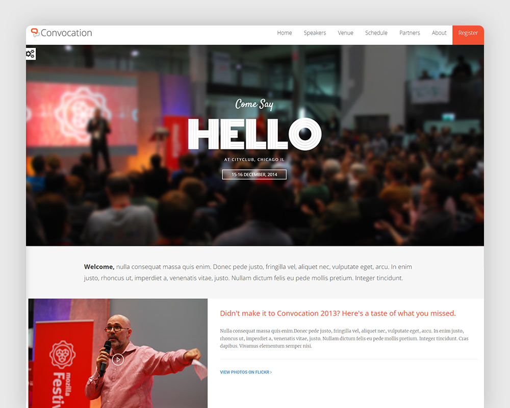 Convocation Event and Conference Landing Page