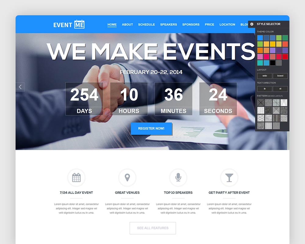 EventMe Responsive Conference Landing Page 