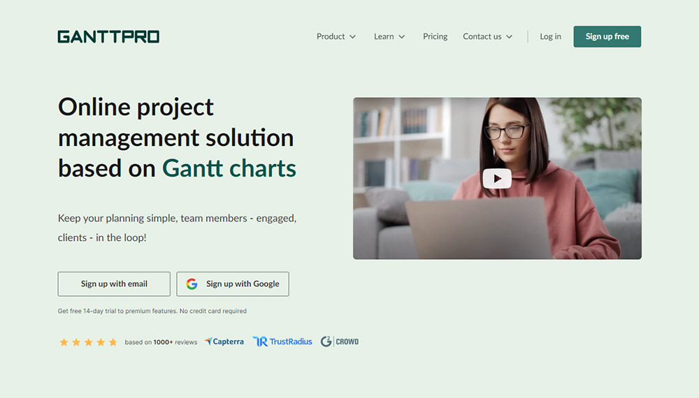 Online project management solution based on Gantt charts