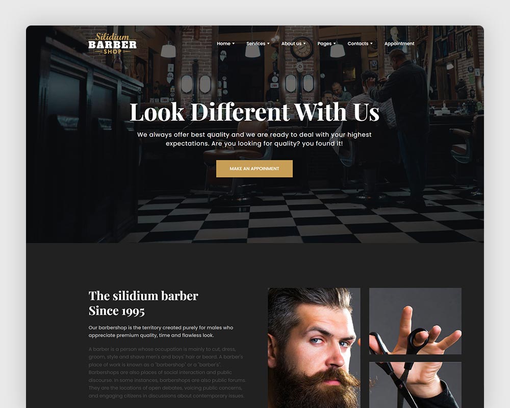 Slidium Barber Shop HTML5 Template with RTL