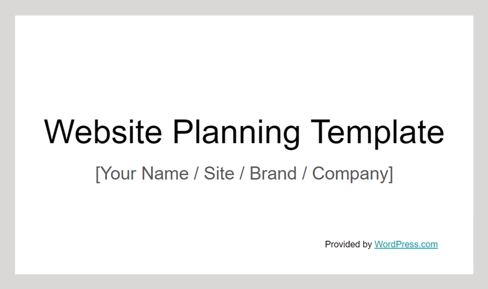 Website Planning Template Free Download