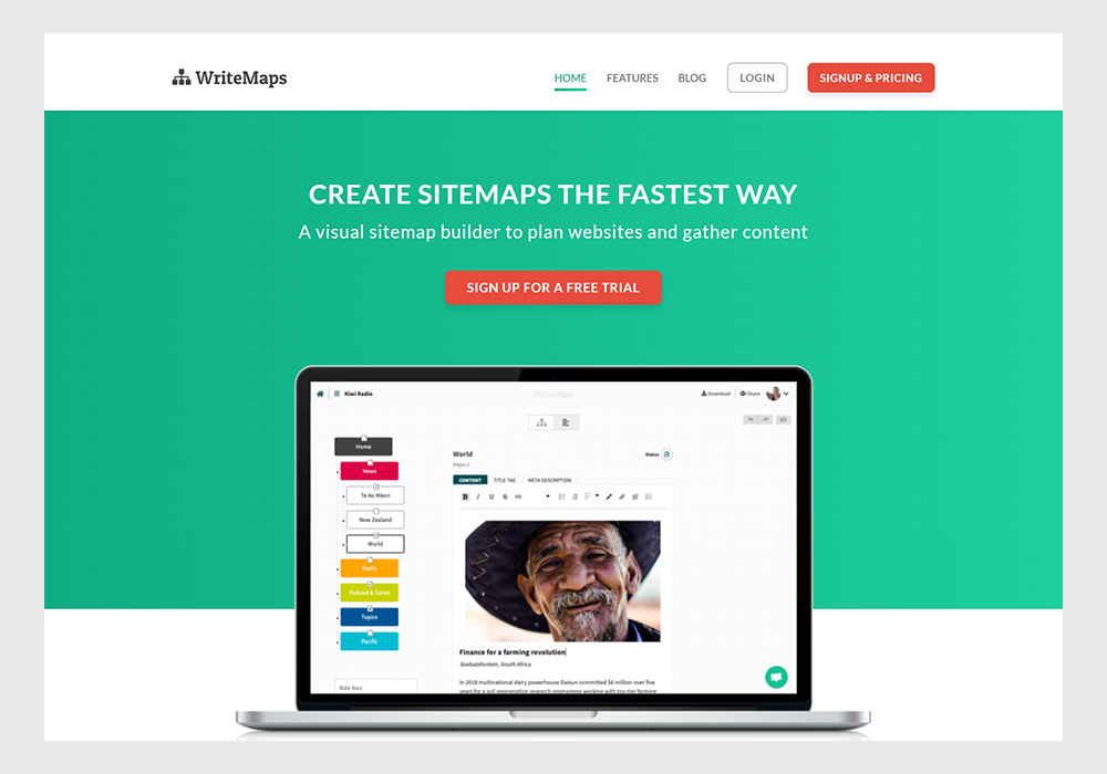 WriteMaps Create Visual Sitemaps Online