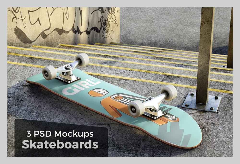 3 Skateboard Mockups 
