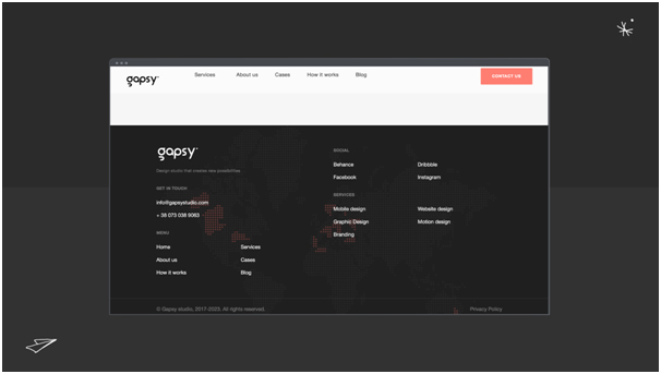 Gapsy website footer design