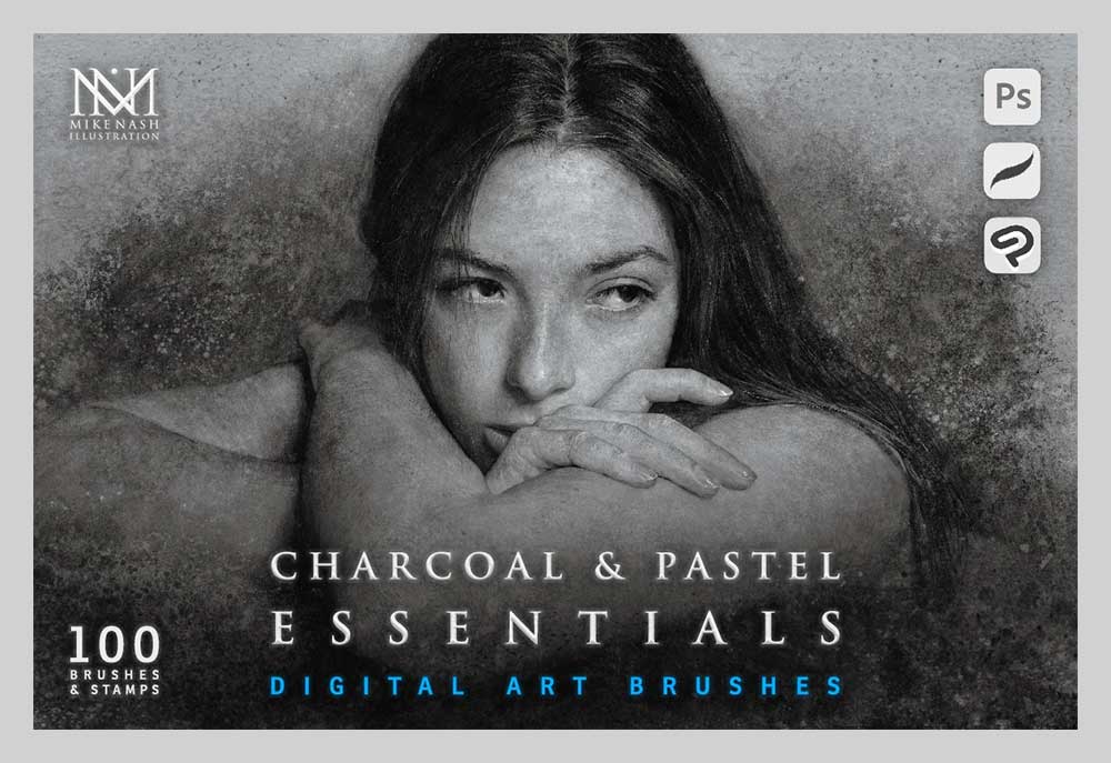 Charcoal & Pastel Essentials Digital Art Brushes