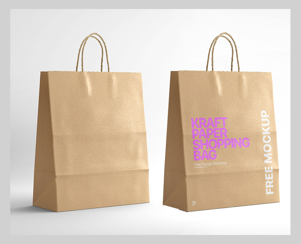 Free Kraft Paper Shopping Bag Mockup 