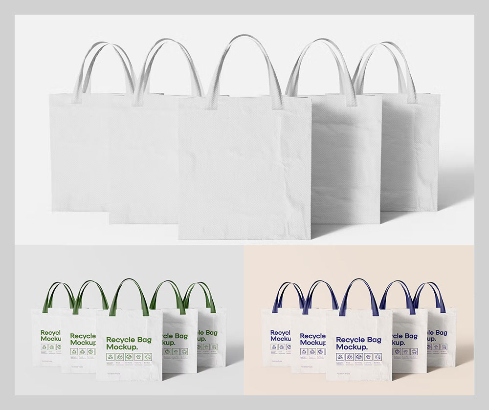 Shopper Eco Bags Set Mockup 