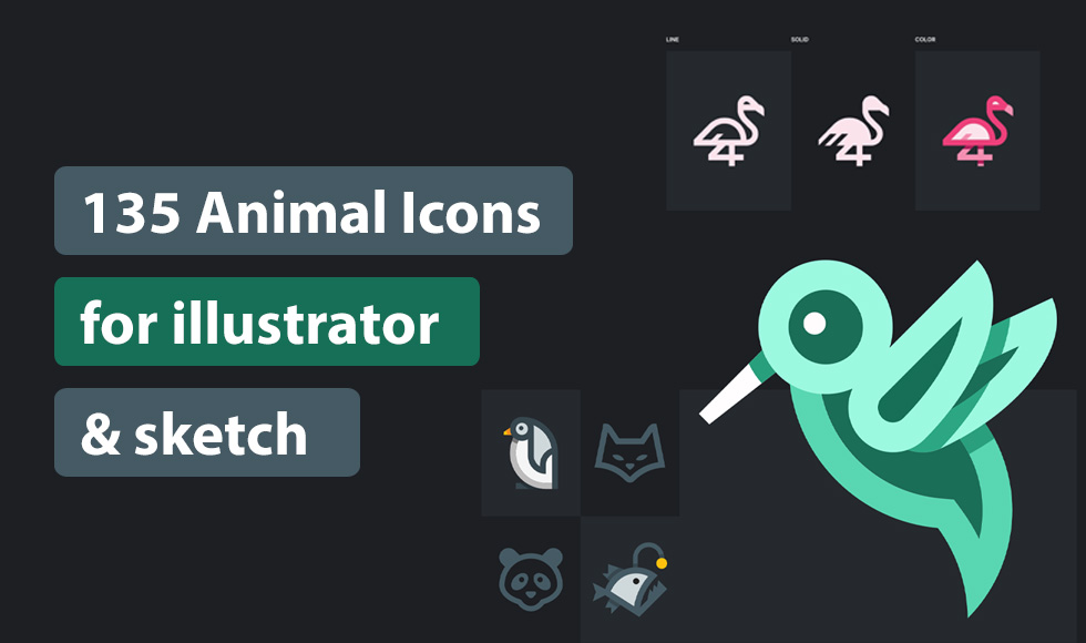 135 Animal Icons for illustrator & sketch
