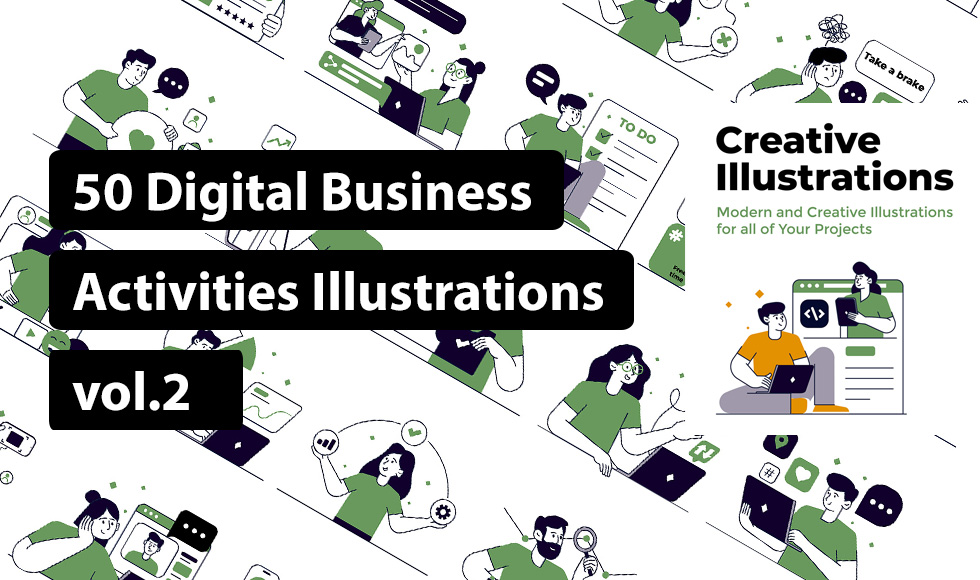 50 Digital Business Activities Illustrations vol.2