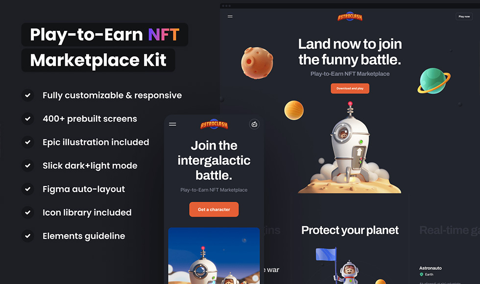 AstroClash: Play-to-Earn NFT Marketplace Kit