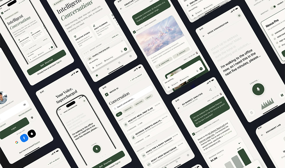 Nexus AI – Neo-Retro AI Chat Mobile App UI Kit 