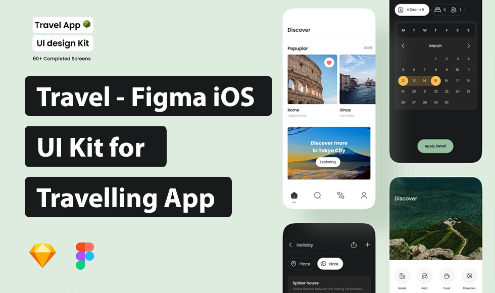 Travel - Figma iOS UI Kit for Travelling App