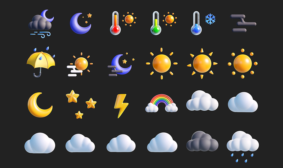 Weather 3D Icon Pack for Blender & Figma