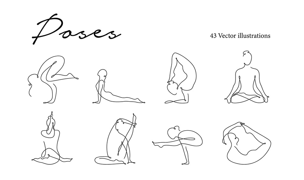 Yoga Continuous Line Vector Illustrations