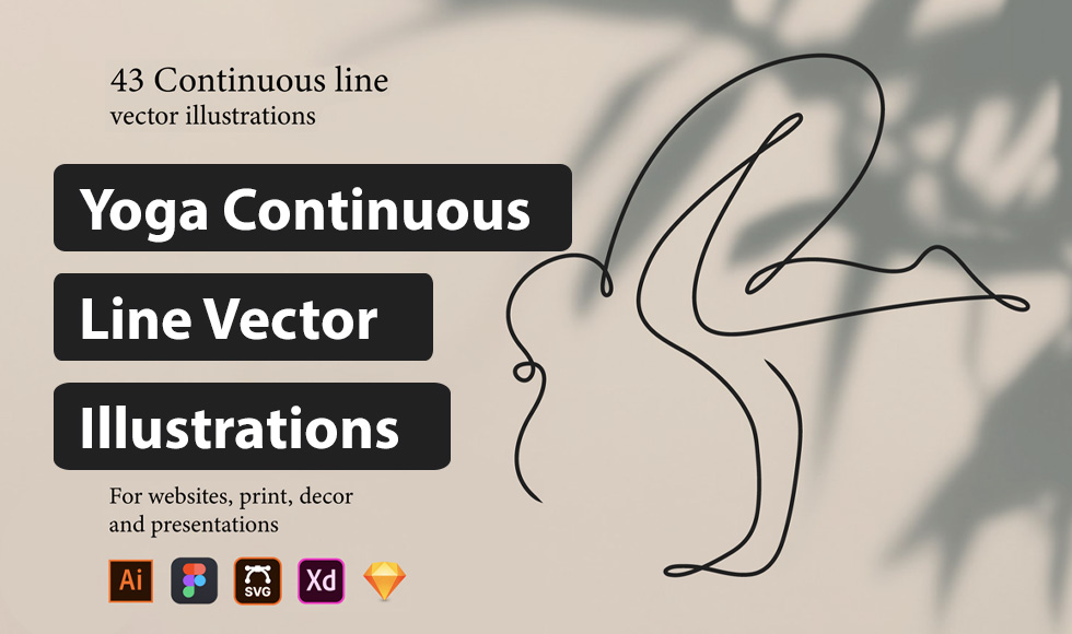 Yoga Continuous Line Vector Illustrations