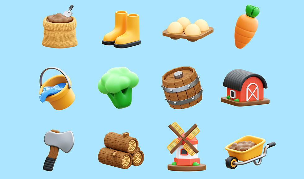 20 Farm & Agriculture 3D Icons