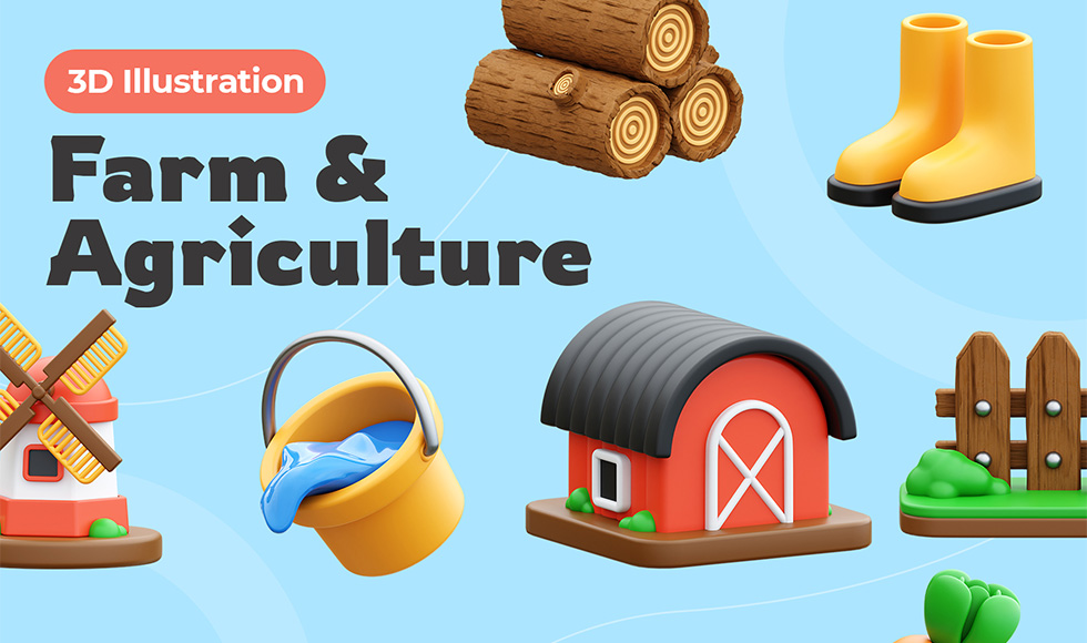 20 Farm & Agriculture 3D Icons