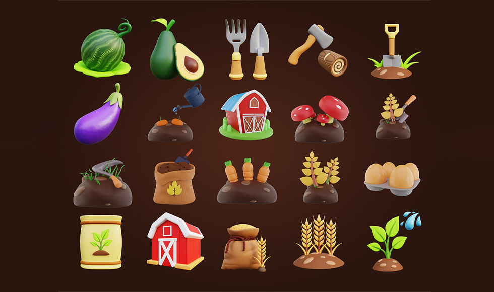 40 Perfect 3D Farm and Agriculture Icon