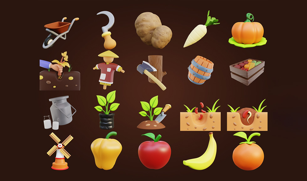 40 Perfect 3D Farm and Agriculture Icon