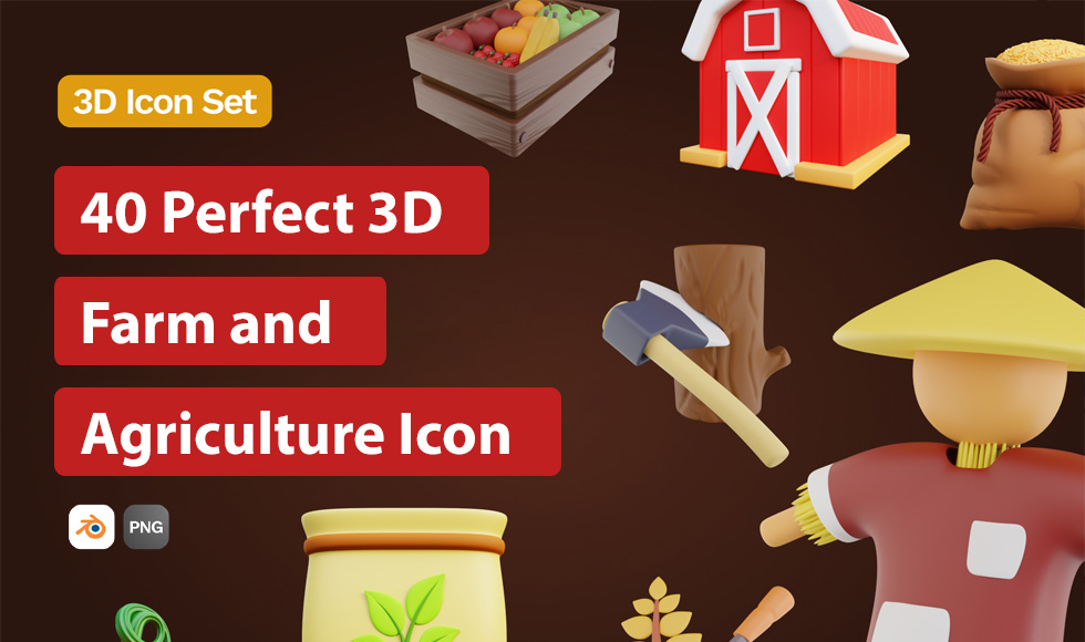 40 Perfect 3D Farm and Agriculture Icon