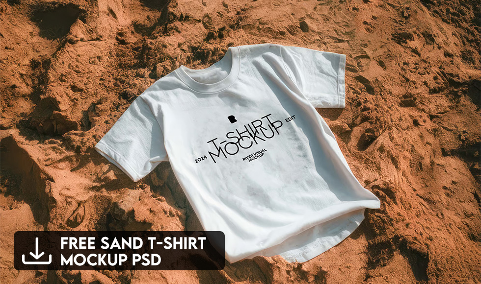 Free Sand T-Shirt PSD Mockup Download