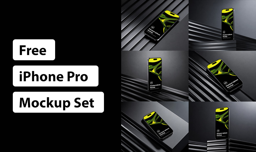 Free Set of 6 High-Quality iPhone Pro Mockups