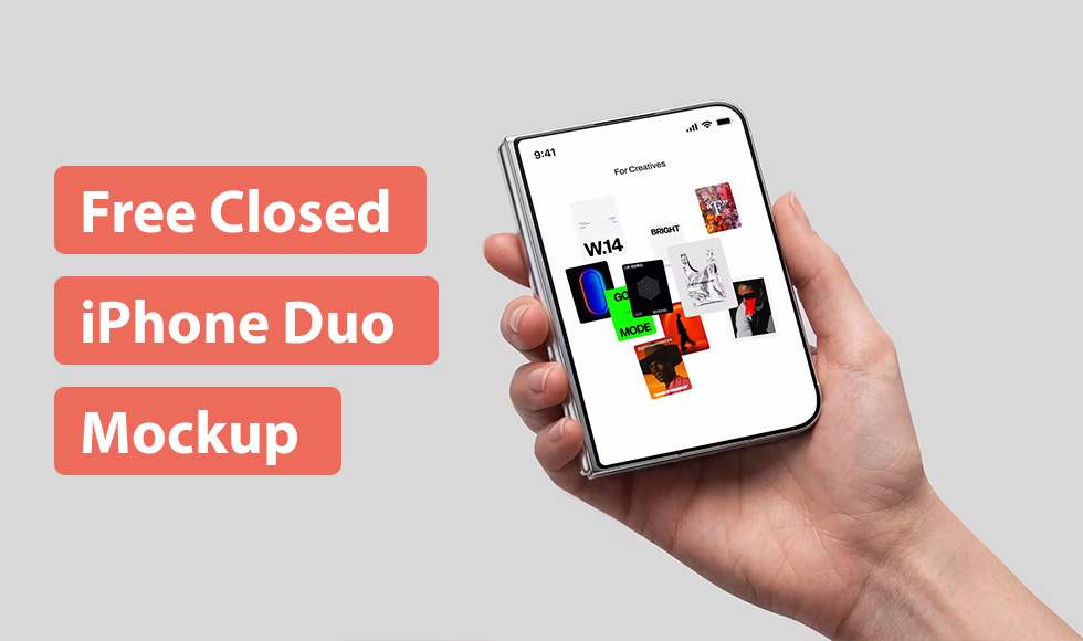 Free iPhone Duo Mockup Held Closed in One Hand
