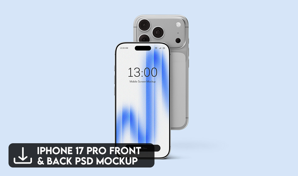 iPhone 17 Pro Front & Back PSD Mockup